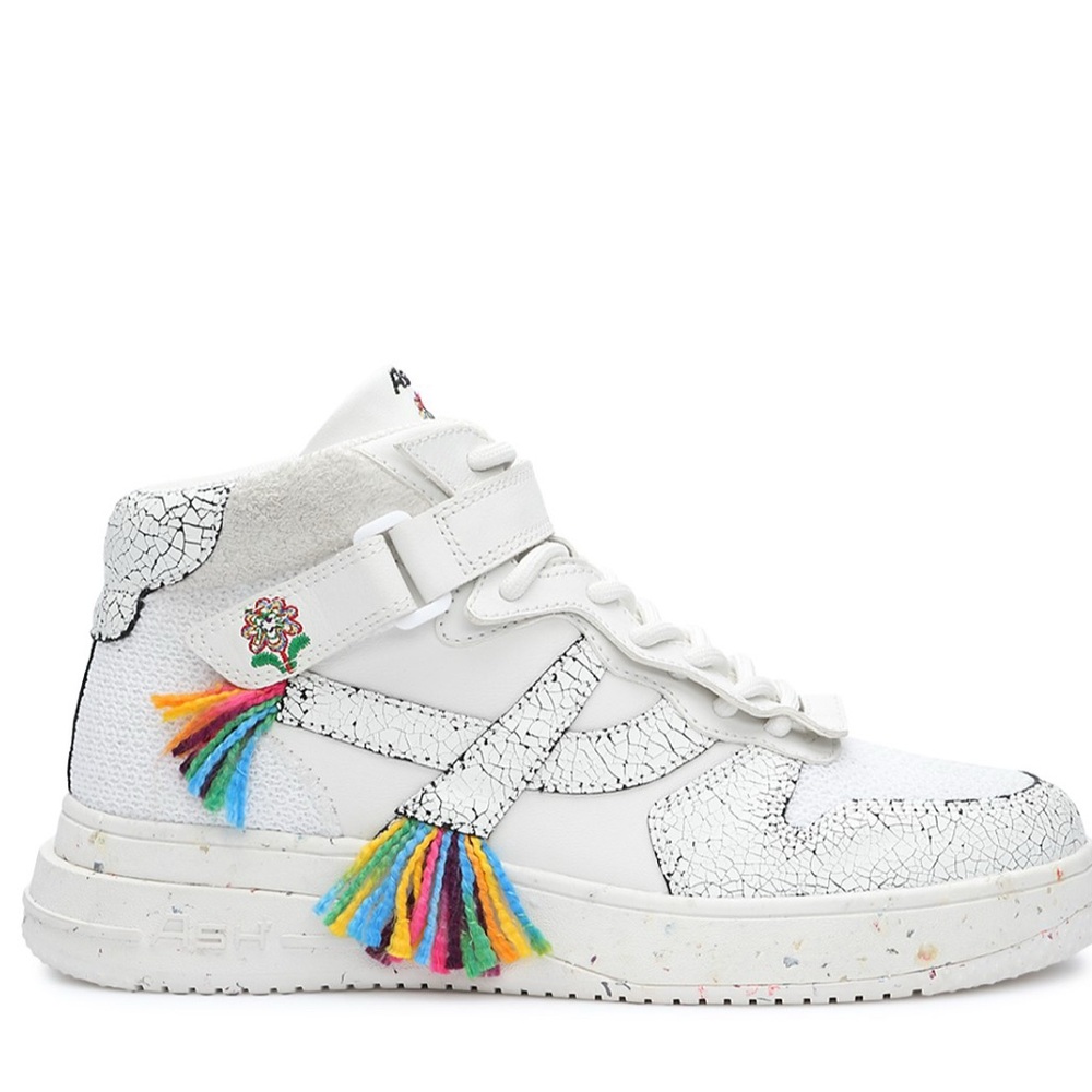 Ash White Women’s Parker Rainbow Lace Up Embellished Sneakers